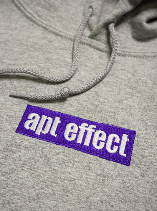 APT GREY PULLOVER HOODIE — PURPLE LOGO