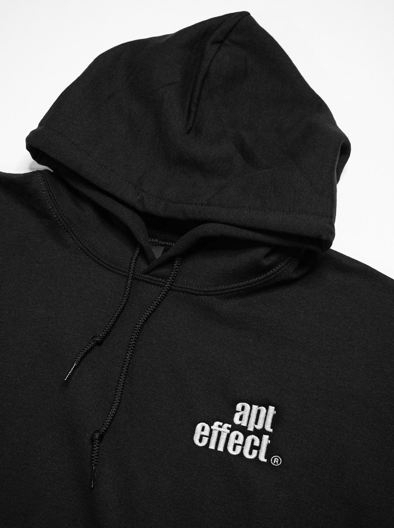 APT BLACK PULLOVER HOODIE — WHITE LOGO