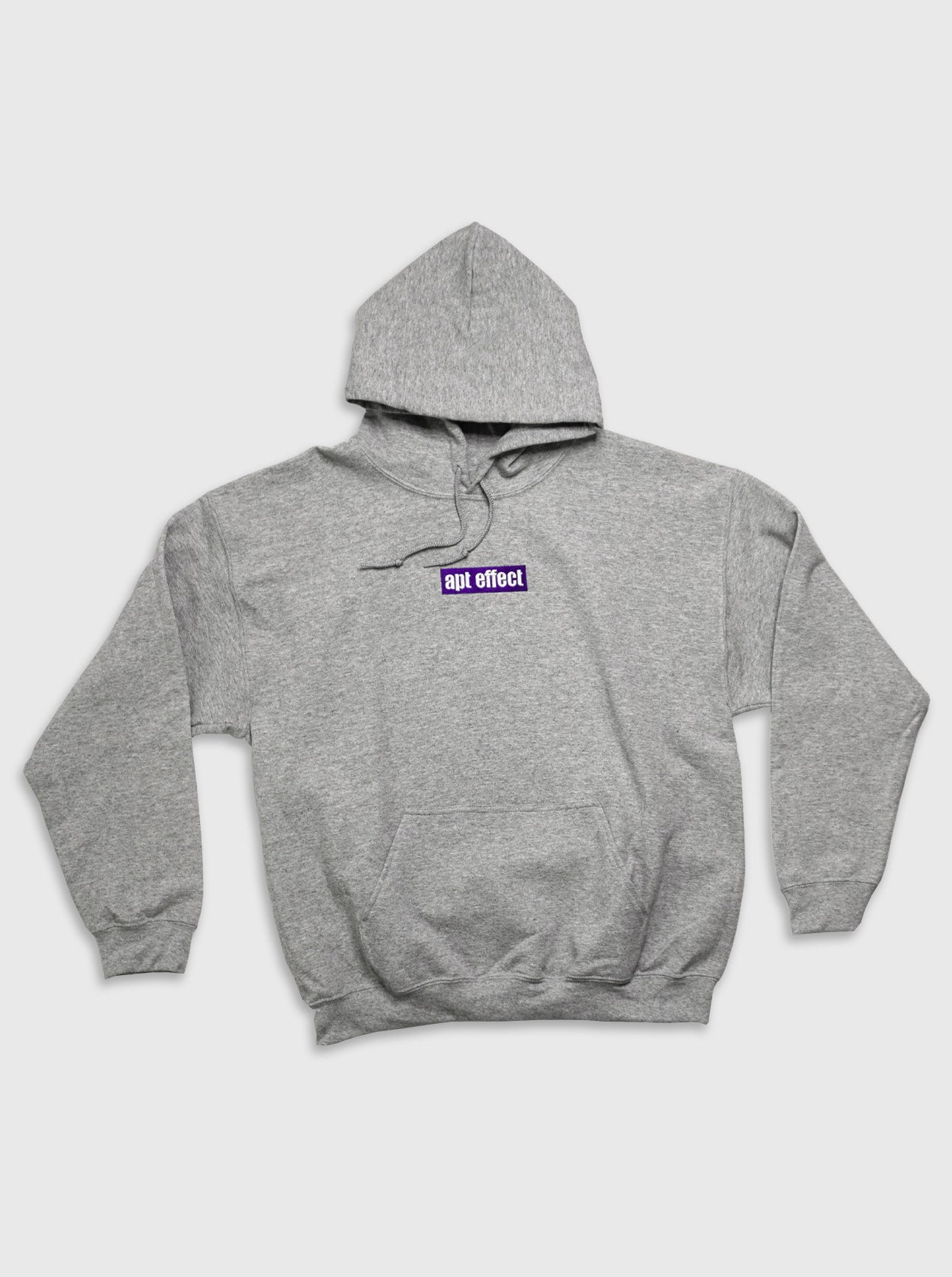 APT GREY PULLOVER HOODIE — PURPLE LOGO