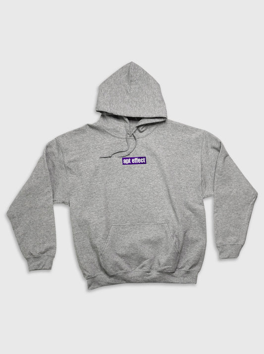 APT GREY PULLOVER HOODIE — PURPLE LOGO