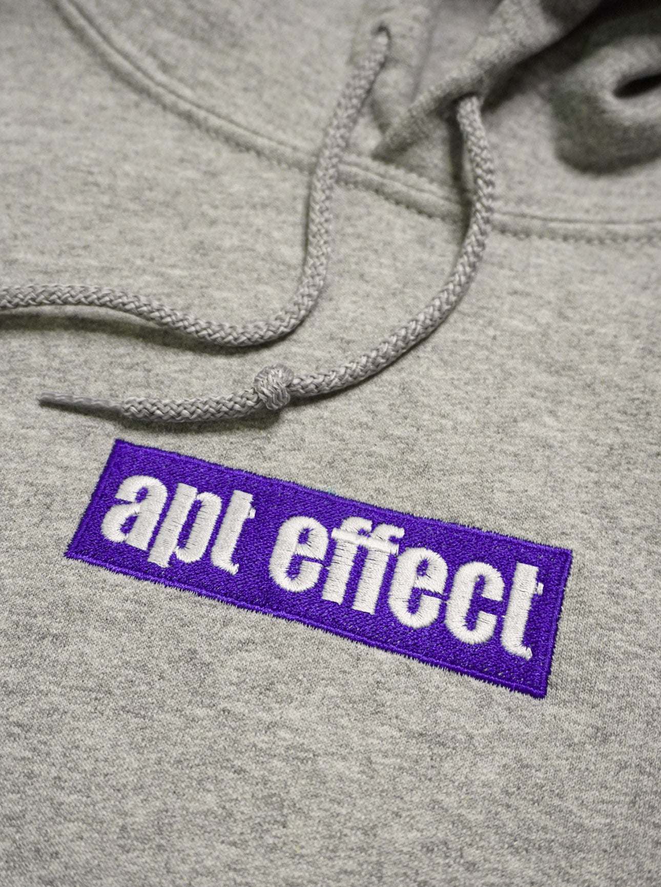 APT GREY PULLOVER HOODIE — PURPLE LOGO